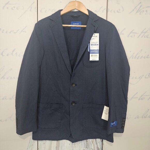 NWT Haggar Comfort Stretch Jacket Slim Fit Small 36/38 Blue Smart Wash $140 - Picture 1 of 11